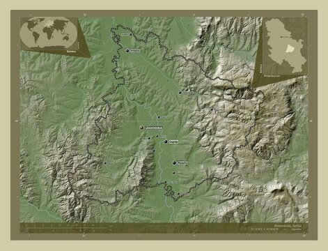 Pomoravski, Serbia. Labelled points of cities