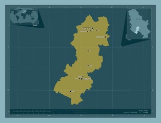 Raski, Serbia. Solid. Labelled points of cities