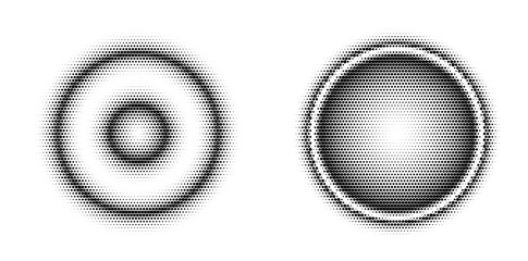 Set Design elements symbol Editable halftone frame dot circle pattern on white background. Vector illustration eps 10 frame with black random dots. Round border Icon using halftone circle dots text