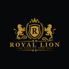 Royal Lion and Crest Heraldic Logos