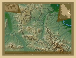 Zajecarski, Serbia. Physical. Labelled points of cities