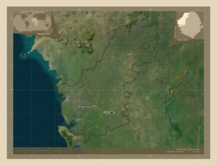 North West, Sierra Leone. High-res satellite. Labelled points of cities