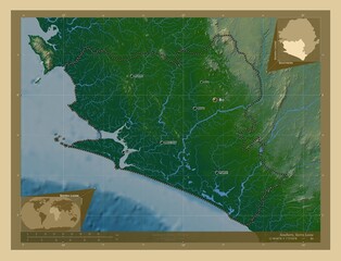 Southern, Sierra Leone. Physical. Labelled points of cities