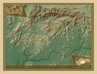 Banskobystricky, Slovakia. Physical. Labelled points of cities