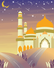 Portrait Background Design with a beautiful and elegant Mosque Look in the Afternoon