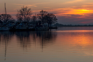 Fototapeta na wymiar Sunset of a rural English lake.