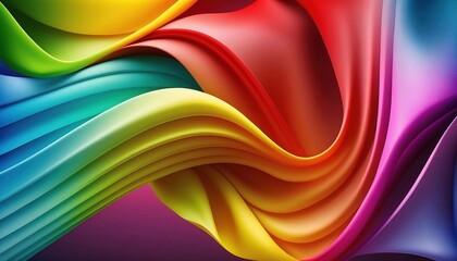 Fototapeta premium Abstract Rainbow Wavy Satin Background - generative AI