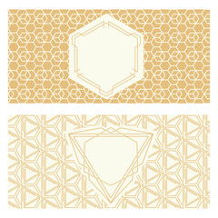 Monochrome banner templates, patterned abstract geometric background. Packaging design, vector illustration.