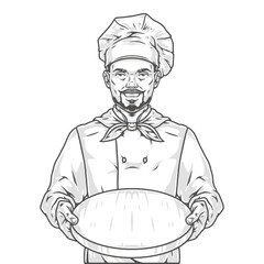 Happy restaurant chef logotype monochrome