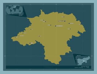 Obraz premium Zasavska, Slovenia. Solid. Labelled points of cities