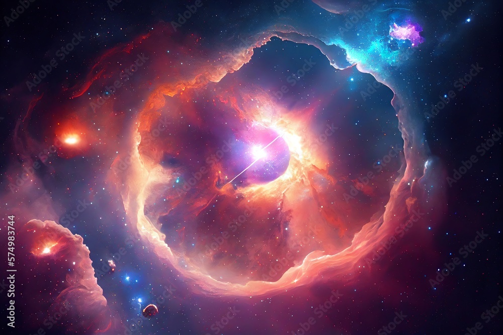Wall mural galaxy space with supernova nebula background. cosmos explosion and beautiful universe stars creatio