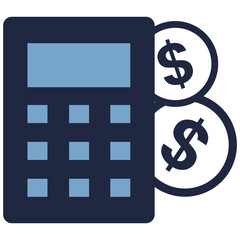 isolate blue and white calculator flat icon