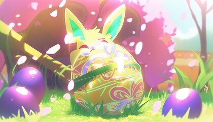 easter bunny and eggs