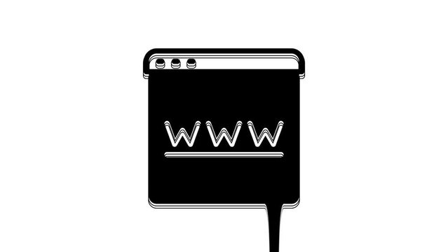 Black Browser window icon isolated on white background. 4K Video motion graphic animation