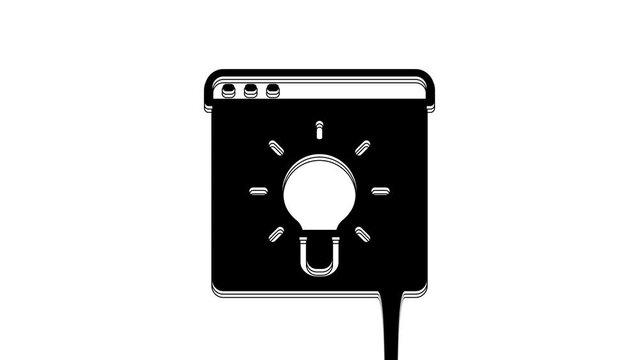 Black Browser window icon isolated on white background. 4K Video motion graphic animation