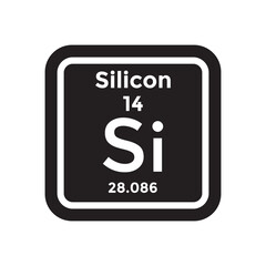 silicon periodic table element, chemistry, vector illustration 
