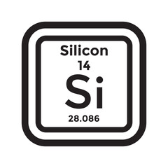 silicon periodic table element, chemistry, vector illustration 