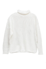 White knitted sweater on a white background. Women's clothing