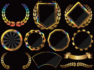 レインボーエンブレム9種セット　ブラック＆ゴールド