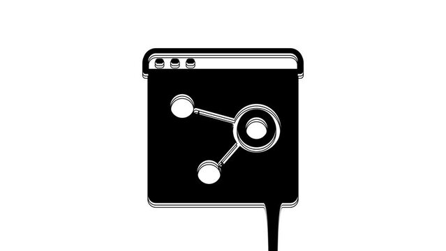 Black Browser window icon isolated on white background. 4K Video motion graphic animation