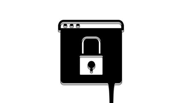 Black Secure your site with HTTPS, SSL icon isolated on white background. Internet communication protocol. 4K Video motion graphic animation