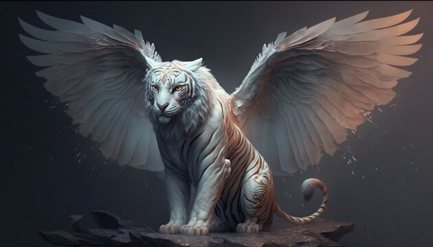 White tiger angel with wings