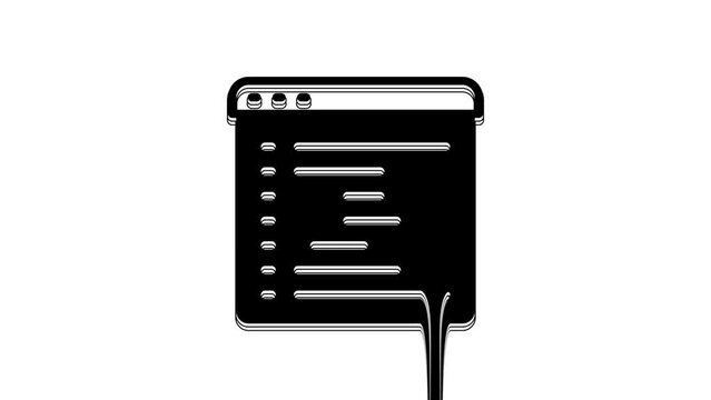 Black Browser window icon isolated on white background. 4K Video motion graphic animation