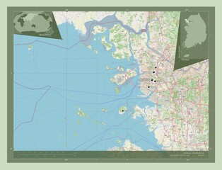 Fototapeta premium Incheon, South Korea. OSM. Labelled points of cities
