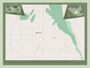 Fototapeta premium Lakes, South Sudan. OSM. Labelled points of cities