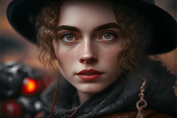 Obraz na płótnie Canvas Portrait of a teen girl wearing a hat