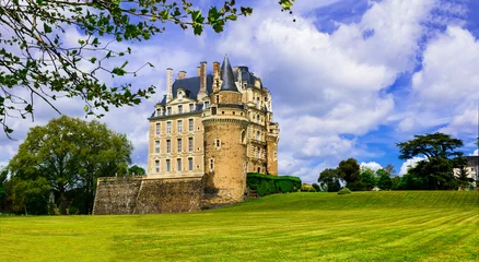 Poster Most beautiful and elegant castles of France - Chateau de Brissac , famous Loire valley © Freesurf