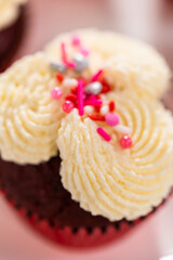 Red Velvet Cupcakes with White Chocolate Ganache Frosting