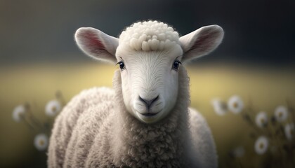 Obraz premium Easter sheep in the field. Generative AI.