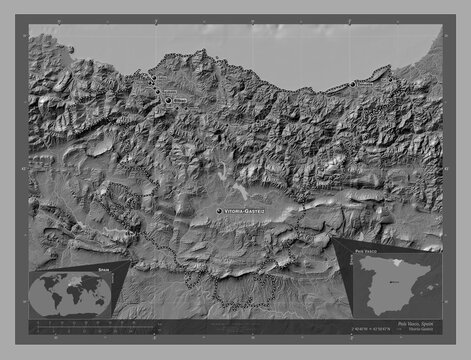 Pais Vasco, Spain. Bilevel. Labelled points of cities