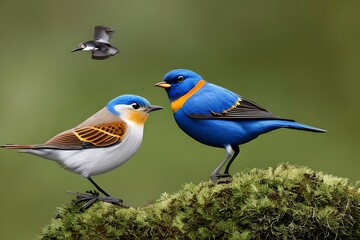 Obraz premium Cute little spring birds. Generative AI