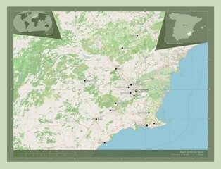 Region de Murcia, Spain. OSM. Labelled points of cities