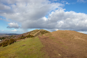 Springtime landscape along the Malvern hills.