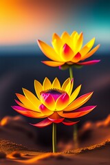 lotus flower in the sunset