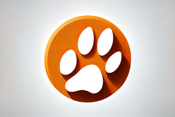 Fototapeta premium cat paw print flat icon for animal apps and websites, realistic. Generative Ai