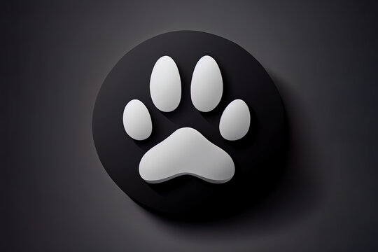Dog paw print flat icon for animal apps and websites, realistic. Generative Ai
