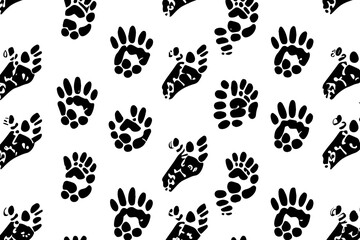 dog paw seamless pattern chriatmas candy cane footprint french bulldog puppy vector pet cartoon repeat wallpaper tile background scarf isolated illustration doodle design. Generative Ai