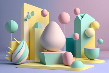 Stylized abstract 3D illustration