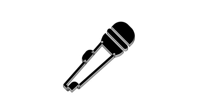 Black Microphone icon isolated on white background. On air radio mic microphone. Speaker sign. 4K Video motion graphic animation