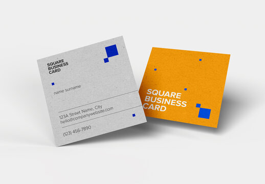 Square business card mockup