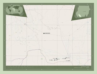 East Darfur, Sudan. OSM. Labelled points of cities