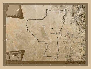 Kassala, Sudan. Low-res satellite. Labelled points of cities