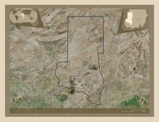 Fototapeta premium North Darfur, Sudan. High-res satellite. Labelled points of cities