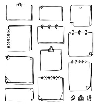 Collection of Blank reminder paper notes vector set
