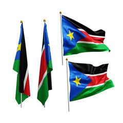 3d rendering north africa south sudan flag fluttering and no fluttering