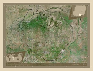 South Kurdufan, Sudan. High-res satellite. Labelled points of cities